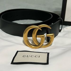 Black Double G Gucci Belt (size 95, 1.5” wide)